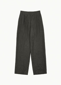 linen tuck pants, khaki brown