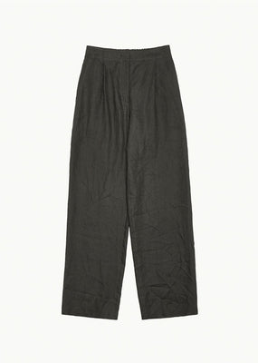 linen tuck pants, khaki brown