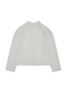 pleats zip up jumper, beige