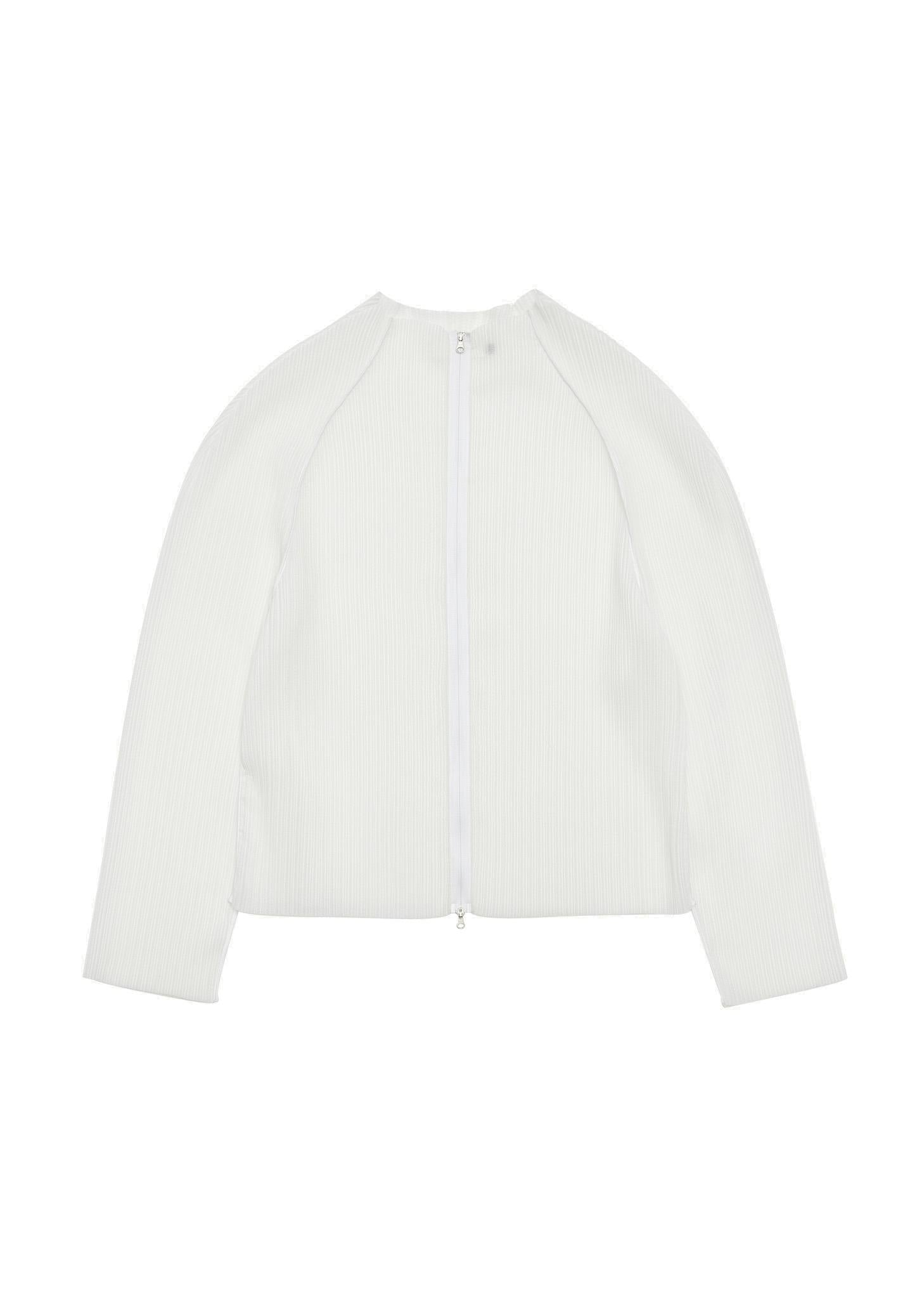 pleats zip up jumper, white