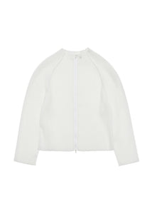 pleats zip up jumper, white