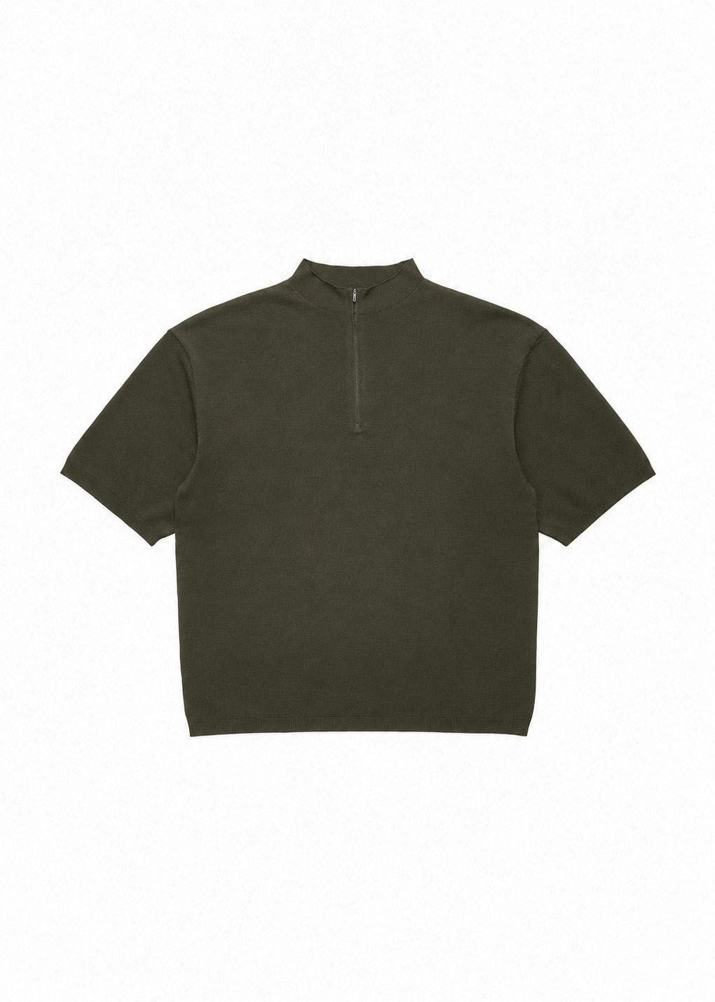 half zip-up knit, khaki