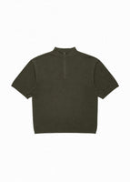 half zip-up knit, khaki - Image 1