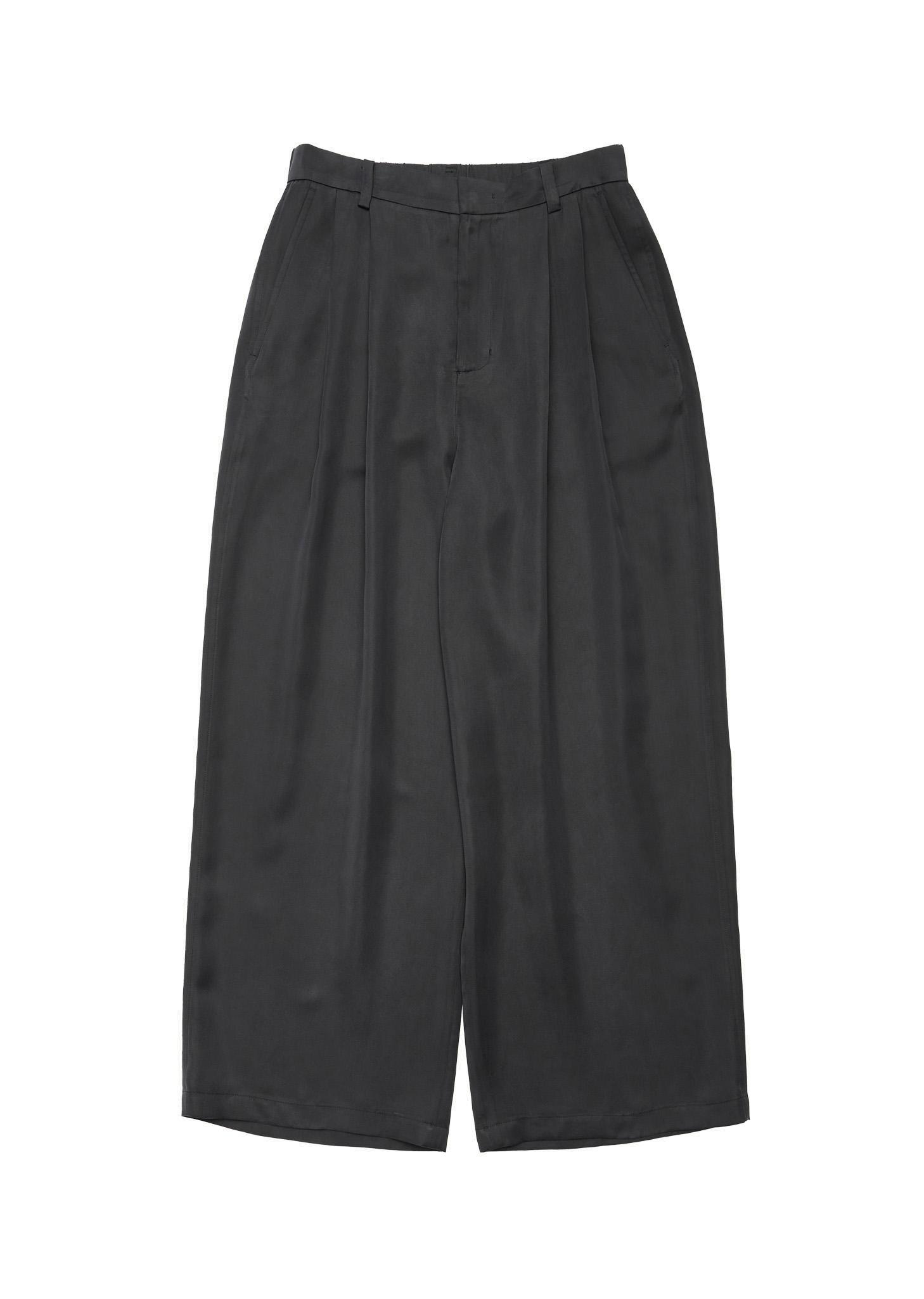 men's cupro two tuck wide pants, black