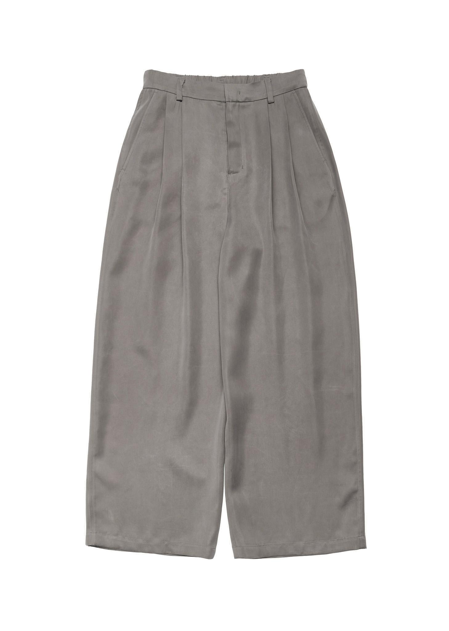 men's cupro two tuck wide pants, grey