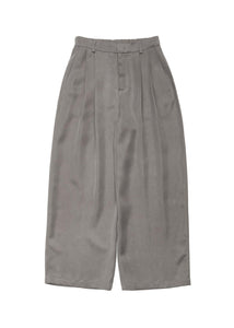 men's cupro two tuck wide pants, grey