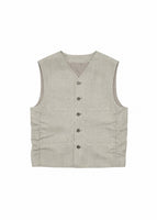 linen shirring vest, beige - Image 1