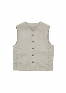 linen shirring vest, beige
