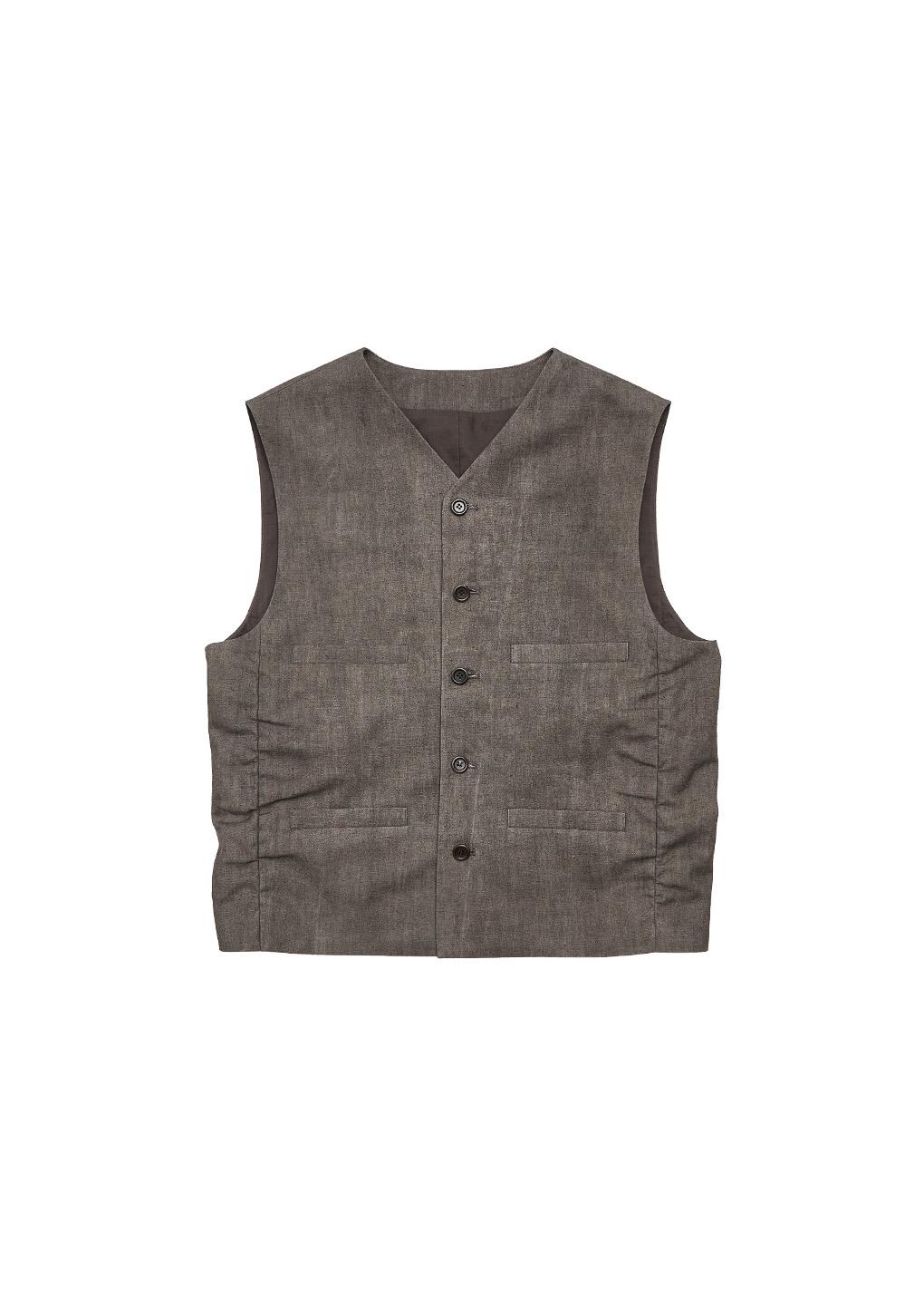 linen shirring vest, brown