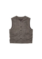 linen shirring vest, brown - Image 1