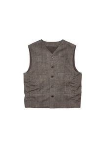linen shirring vest, brown