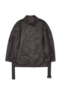 coated cotton mid coat, brown