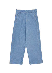 men's curved seam denim, blue
