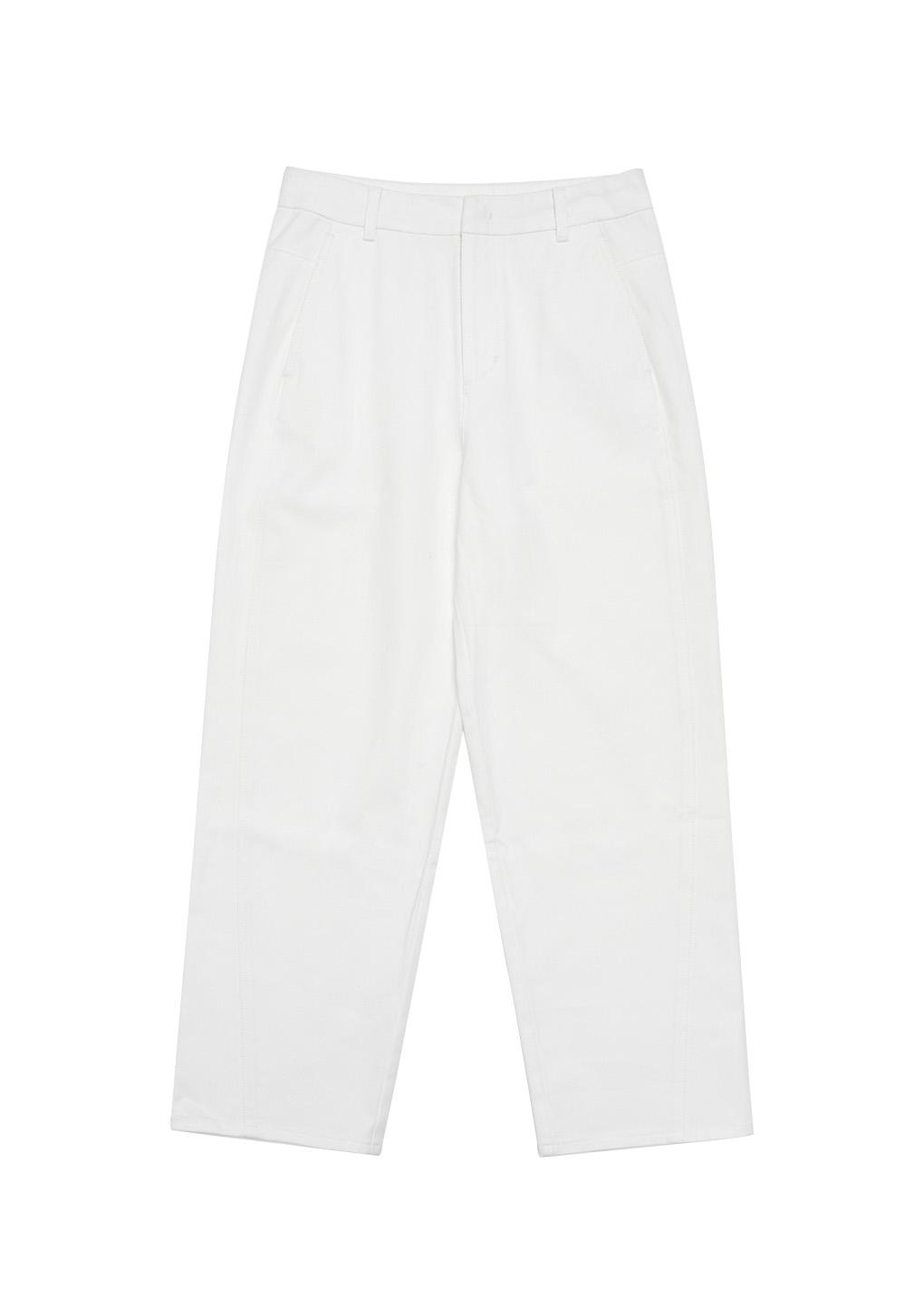 men's curved seam denim, white