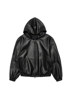 lambskin leather hood jumper, black - Image 1
