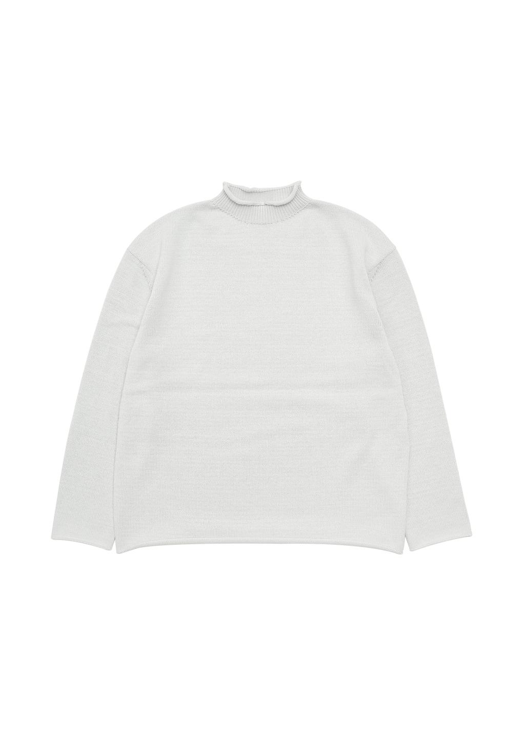cotton roll-neck pullover, light grey