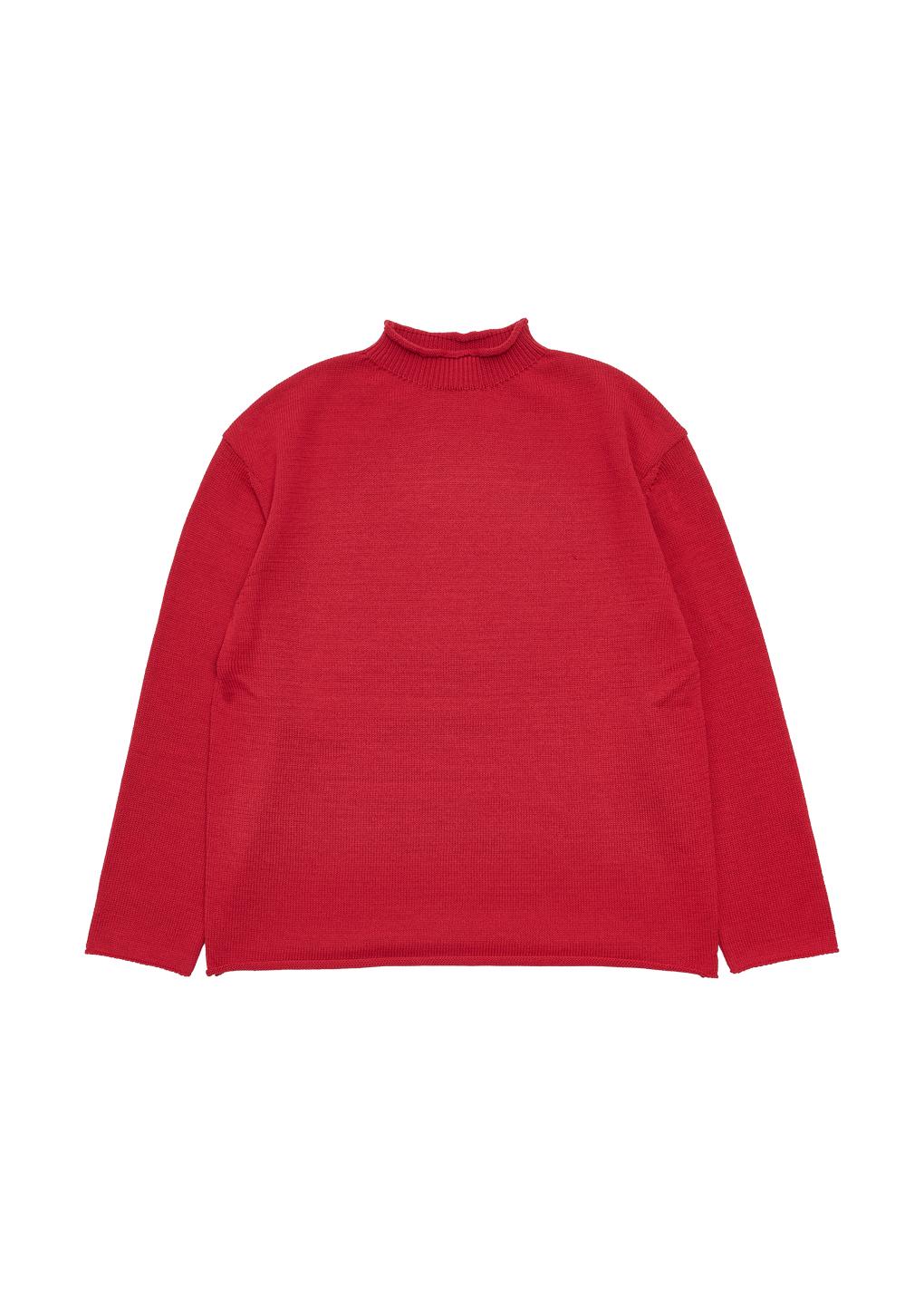 cotton roll-neck pullover, red