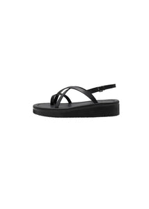 men's vibram leather sandals, black