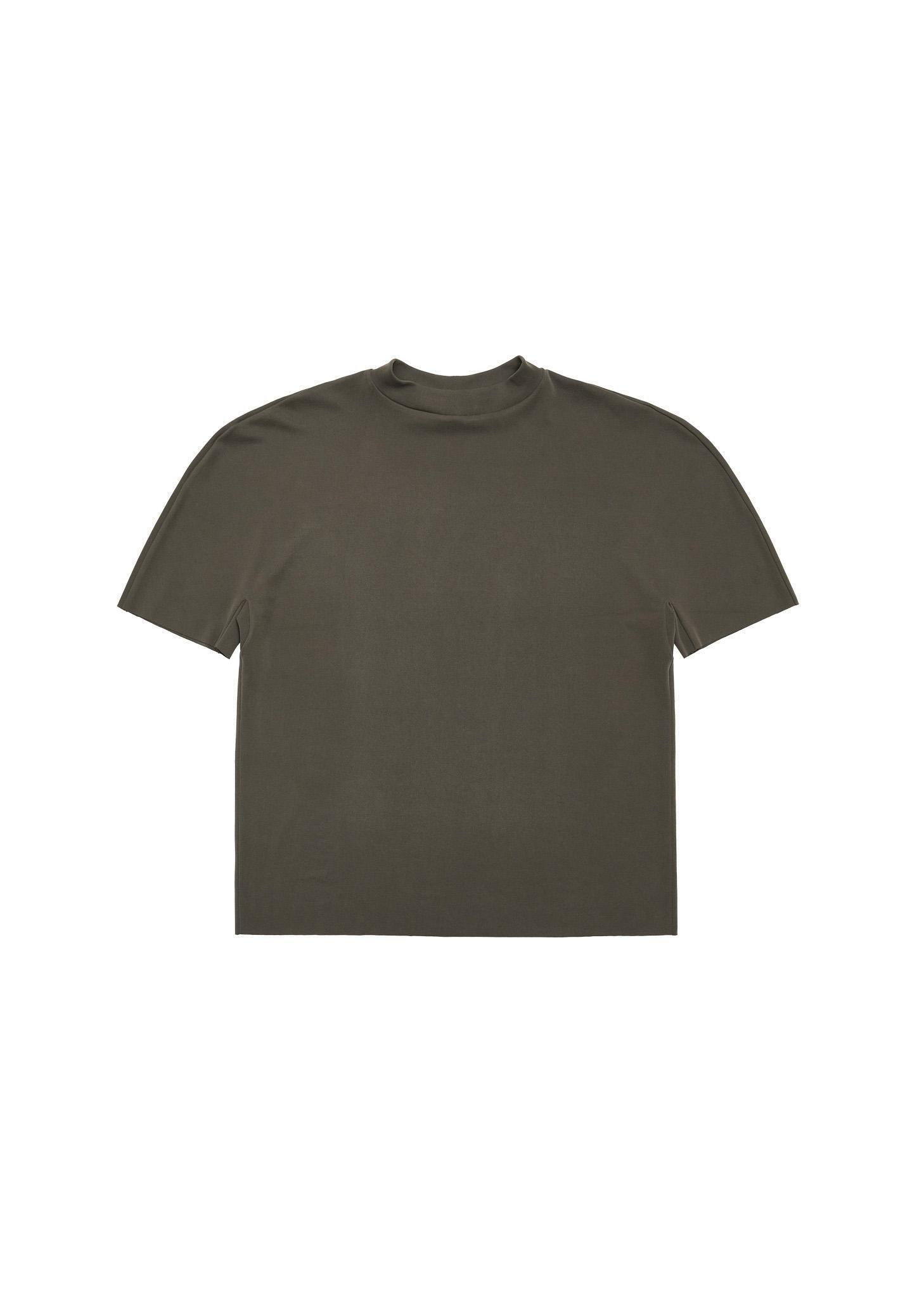 mock neck raglan t-shirt, brown