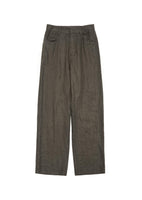 linen straight pants, brown - Image 1