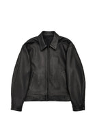 lambskin leather belted jacket, black - Image 1