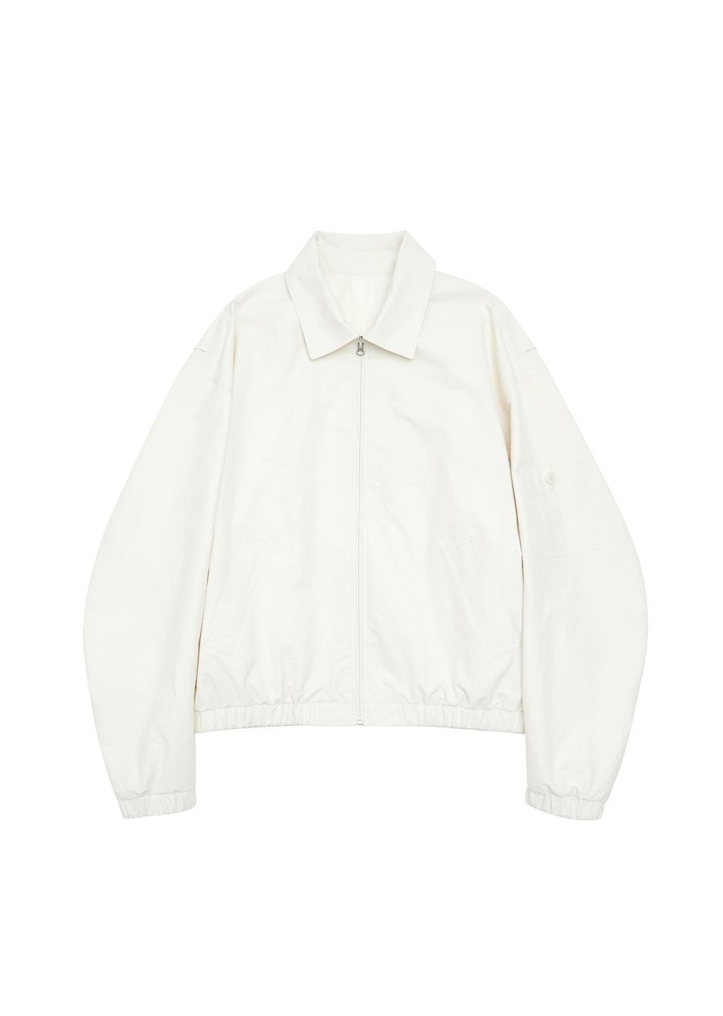cotton nylon banding jumper, white