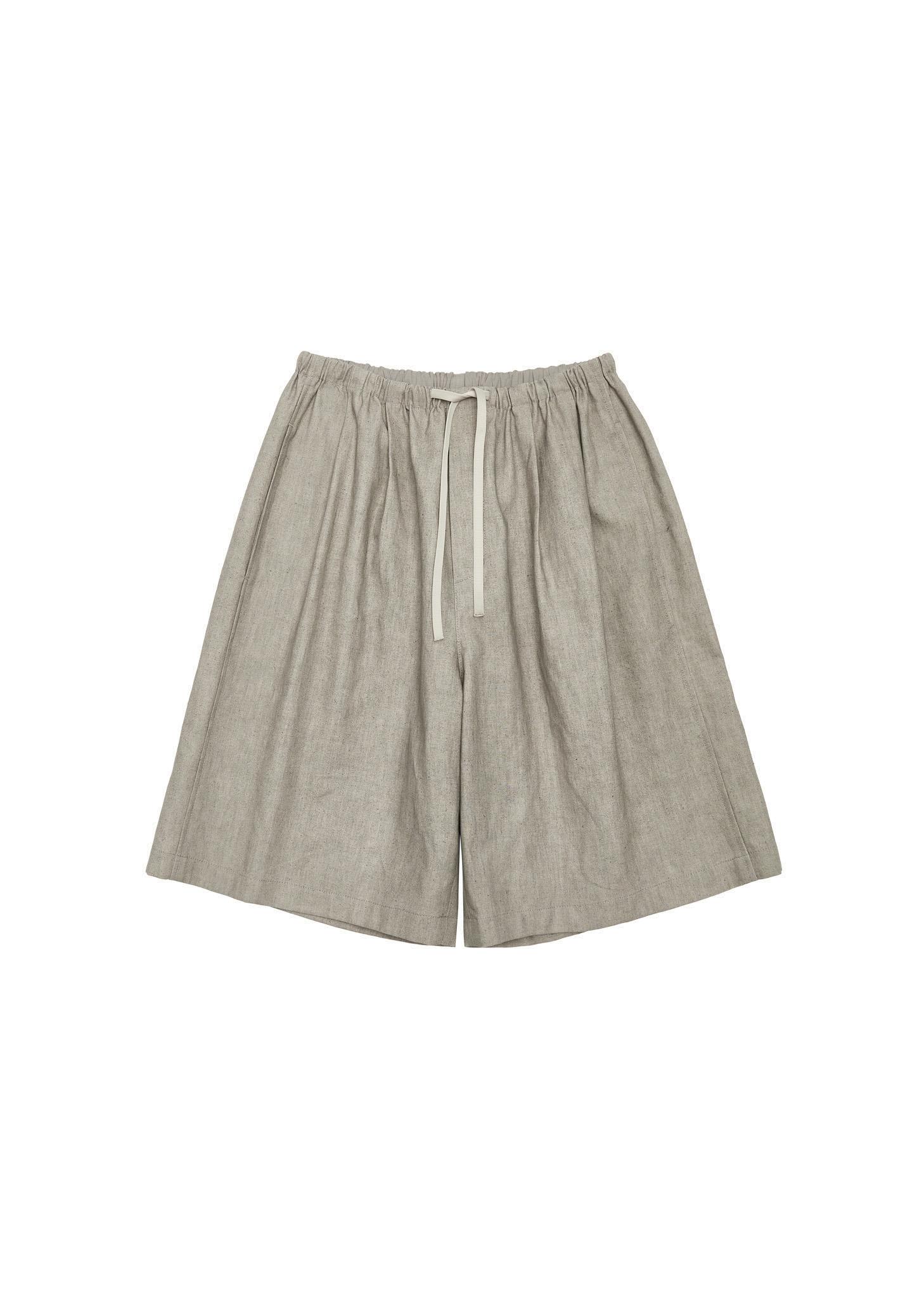 linen drawstring shorts, beige