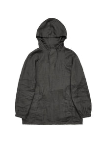 linen hooded anorak, charcoal