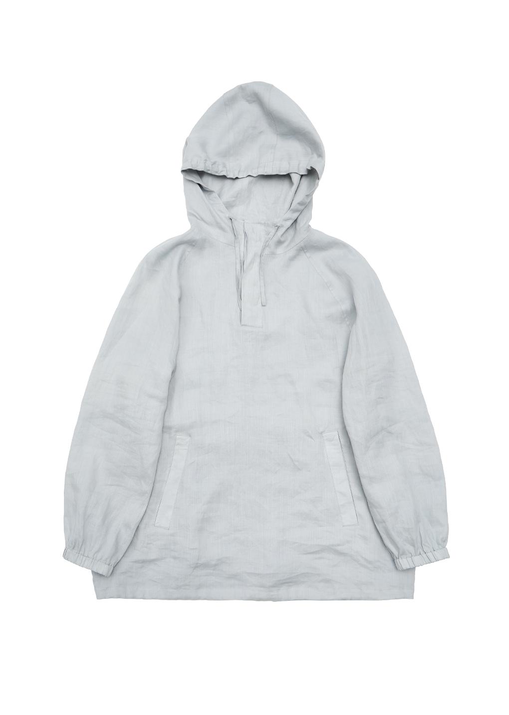 linen hooded anorak, light blue