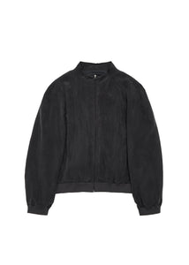cupro ribbed blouson, charcoal
