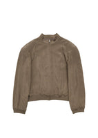 cupro ribbed blouson, khaki - Image 1
