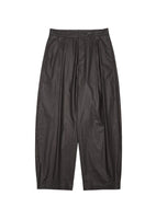 coated cotton curved pants, brown - Image 1