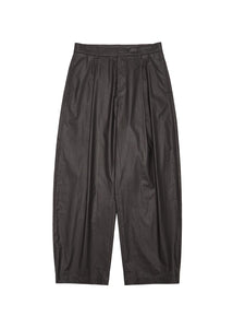 coated cotton curved pants, brown