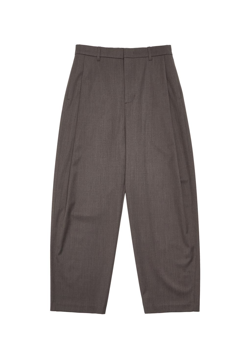 men's wool curved pants, brown