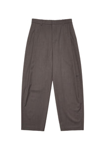 men's wool curved pants, brown