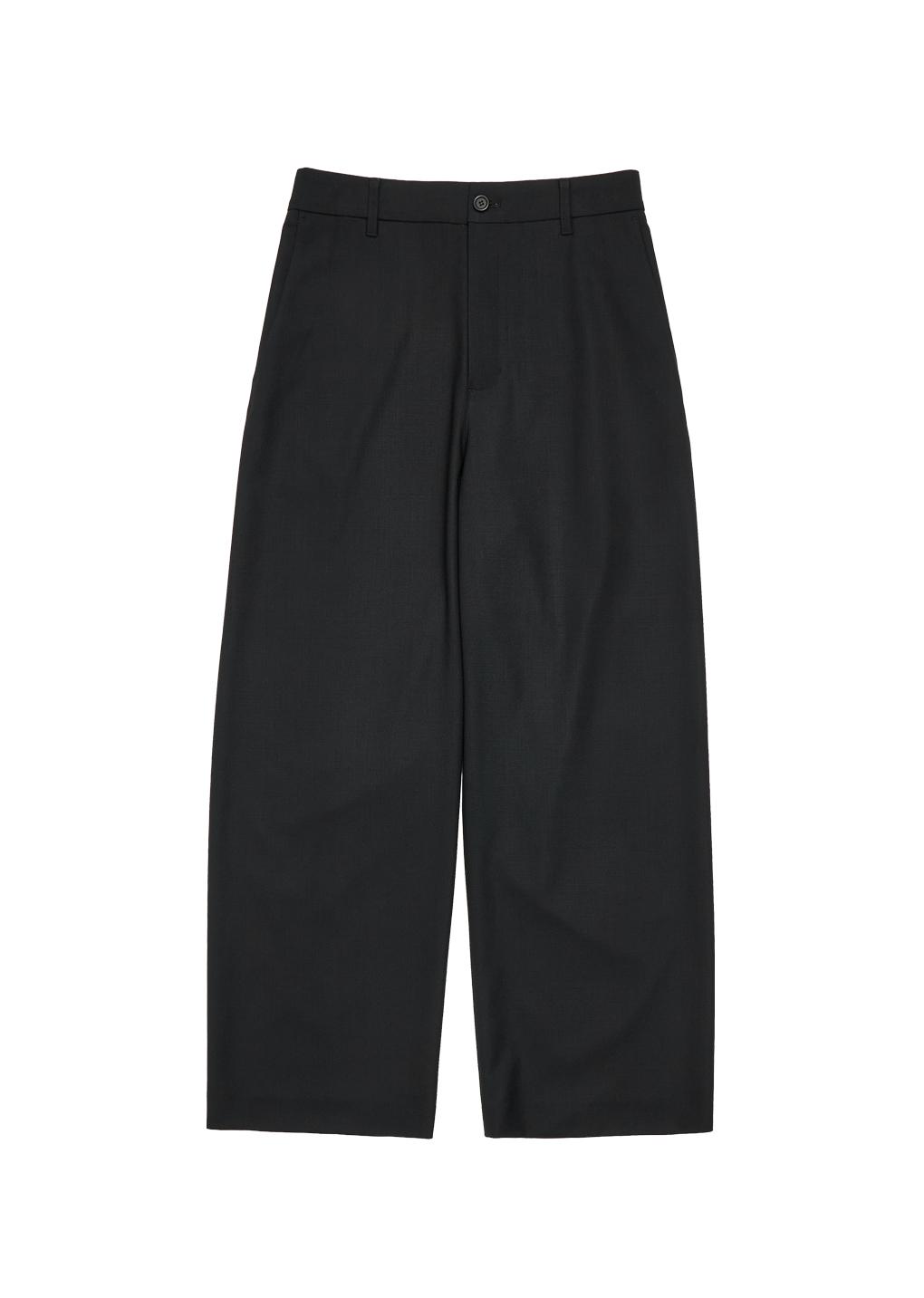 wool wide pants, black