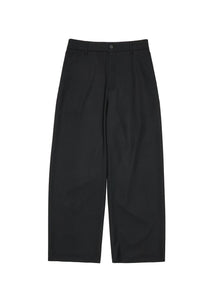 wool wide pants, black