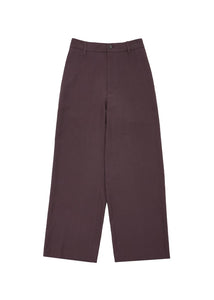 wool wide pants, burgundy