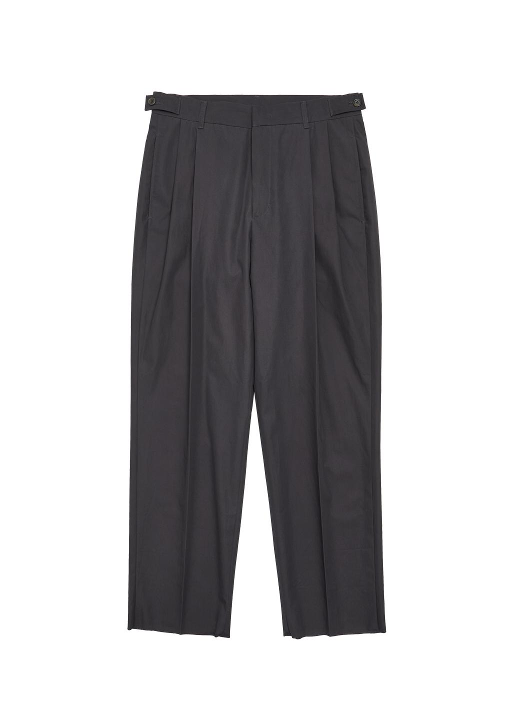 men's cotton two tuck straight pants, charcoal