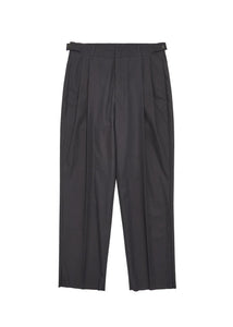 men's cotton two tuck straight pants, charcoal