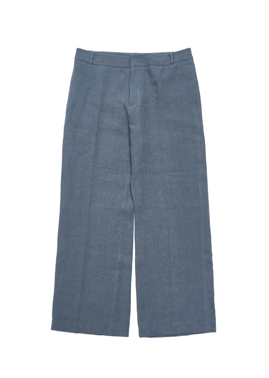 linen flared pants, blue