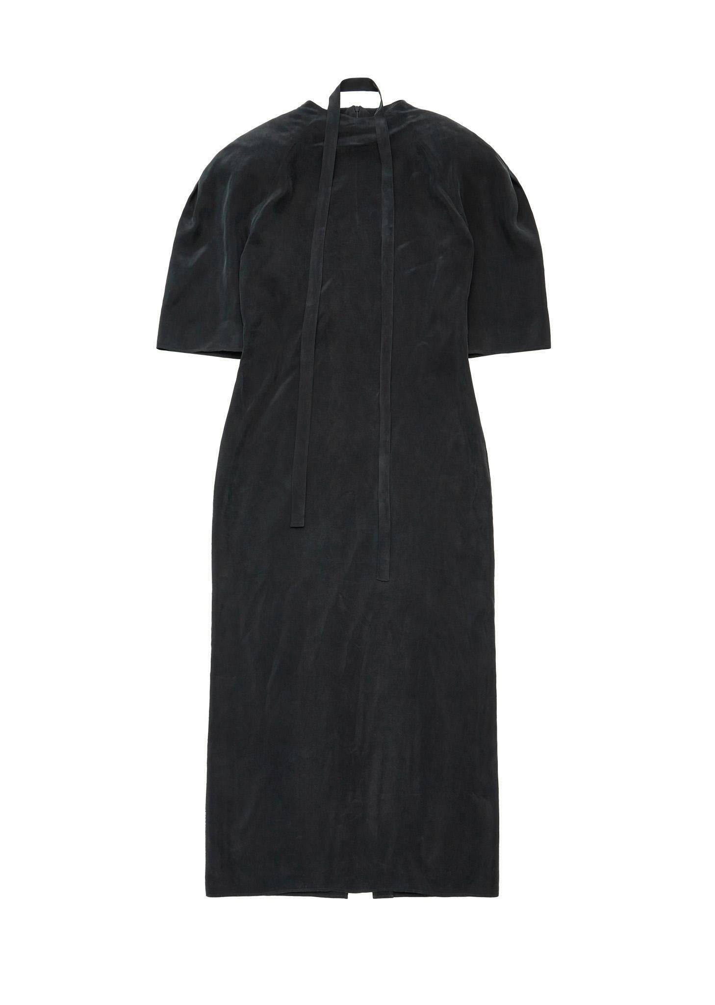 cupro raglan dress, black