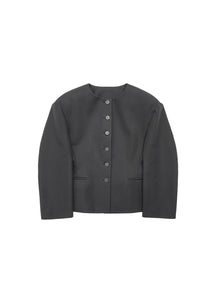 curved silhouette jacket, charcoal