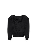 wool silk draped round sleeve knit, black - Image 1