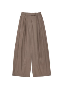 three tuck banding pants, brown