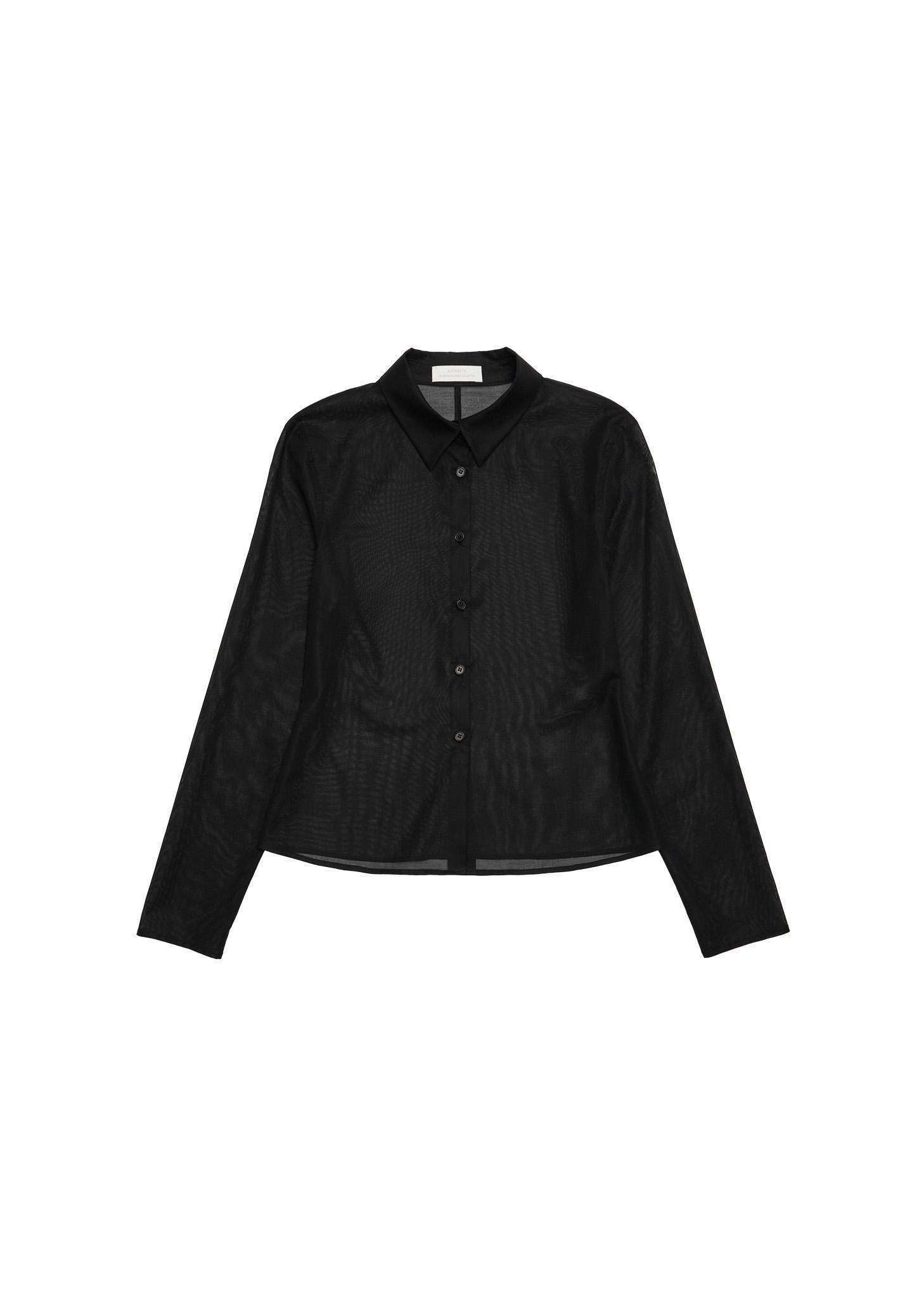 sheer slim shirt, black