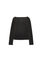jersey scoop neck long sleeve top, charcoal - Image 1