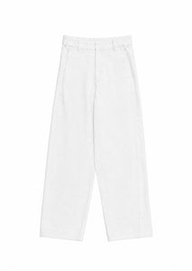 curved seam denim, white