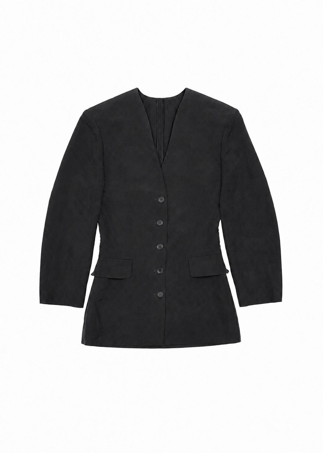 silk drape jacket, black