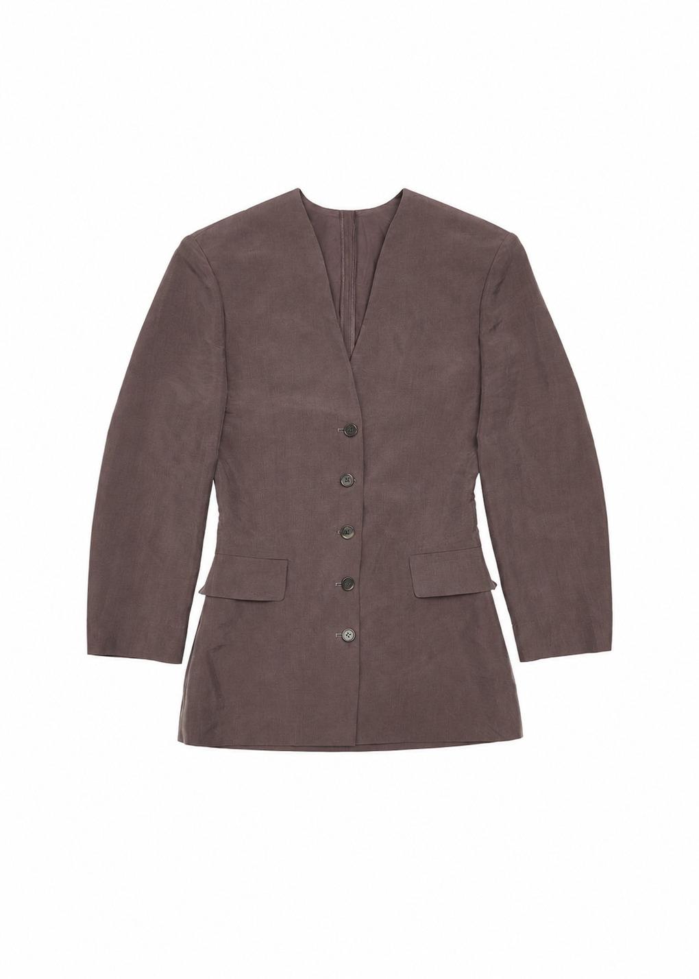 silk drape jacket, burgundy